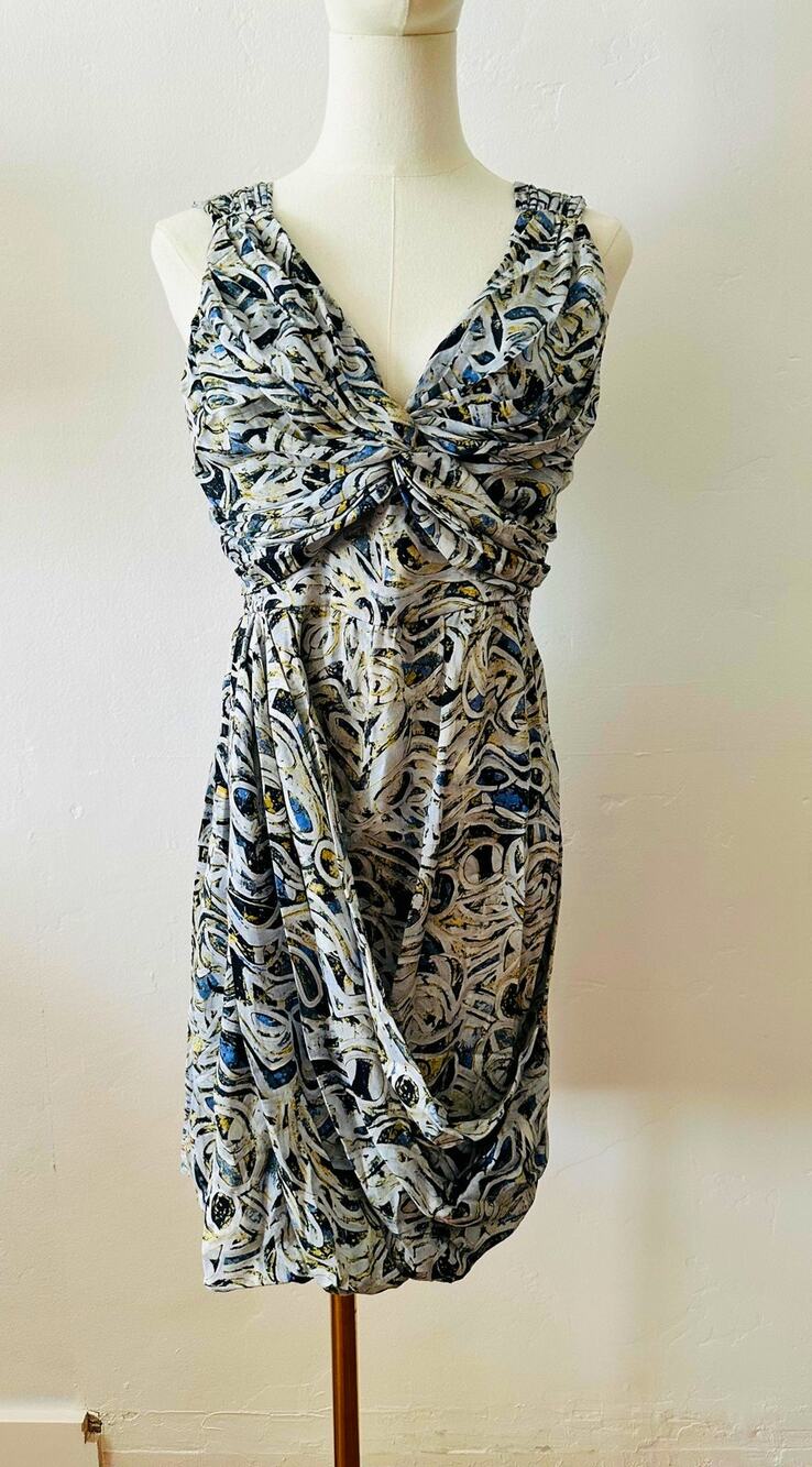 Catherine Malandrino Silk Mini Dress Blue Size Small Y2K Label Party/Going out